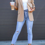 Margovil Classic Single Button Back Slit Pocketed Blazer
