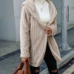 Hooded Loose Double-sided Plush Buttonless Cardigan Jacket