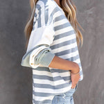 Stripe Drop Shoulder Striped Pullover Sweatshirt