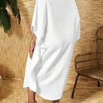 Batwing Sleeves Half Sleeves Solid Color V-Neck Maxi Dresses