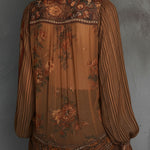 Vintage Boho Sheer Floral Blouse With Billowy Sleeves