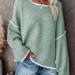 Oversized Soft Knit Long Batwing Sleeve Pullover Sweater Tunic Outfit Tops