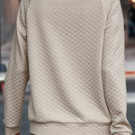 Solid Color Plaid Turtleneck Button Casual Sweatshirt