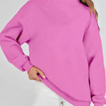 Women's Slit Mock Neck Oversized Sweatshirt