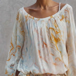 Elegant Urban Print White Chiffon Set