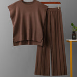 Women's Two Piece Outfits Sweater Sets Knit Pullover Tops High Waisted Pants Lounge Sets