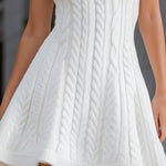 Cable Knit Mock Neck Sleeveless Mini Dress