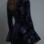 Vintage Floral Lace-trimmed Slim-fit Polyester Velvet Mini Dress