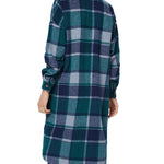 Knee Length Plaid Flannel Shirt Jacket