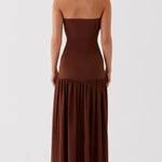 Eden Patchwork Semi-sheer Chiffon Strapless Maxi Dress