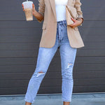 Margovil Classic Single Button Back Slit Pocketed Blazer