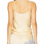 Margovil Adjustable Strap V Neck Lace Trim Satin Top