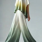 Batwing Sleeves Loose Gradient Split-Joint Round-Neck T-Shirts