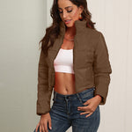 Short Puffer Jacket Stands Up Zipper Outerwear