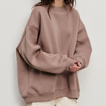 Solid Color Loose Sweatshirt Street Style Oversize Polar Fleece Pullover