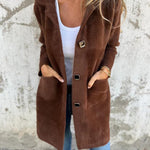 Justina | Long Sleeve Button Coat with Pockets