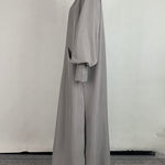 Long Sleeves Loose Solid Color Split-Joint Split-Side Lapel Maxi Dresses Shirt Dress