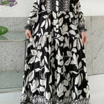 Printed lantern sleeves loose dress