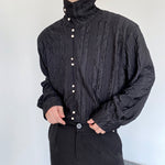 French Vintage Pleated Shoulder Pad Shirt