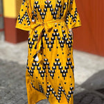 Yellow Loose V Neck Resort Dress
