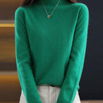 Office Long Sleeves Solid Color High-Neck Sweater Tops Pullovers
