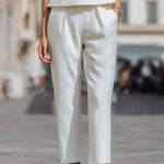 Chic Square Neck Peplum Top And Cropped Trousers Two-Piece Set