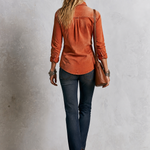 Rust Soft Cotton Relaxed Wash Button Down Shirt