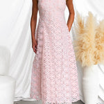 Crewneck Sleeveless Fairy Lace Maxi Swing Dress