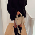 Margovil Drop Shoulder Plain Casual Pullover Sweater