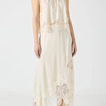 Lace Pleated Collar Top + Irregular Slit Skirt Set