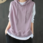 Artistic Retro Solid Hooded Vest