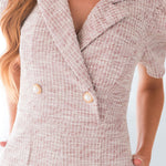Elegant Plaid Jumpsuit Short Sleeve Lapel Slim Fit Jumpsuit