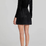 Jewel Trim Square Neck Padded Shoulder Mini Skirt