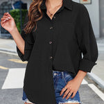 Nadorine Solid Color Casual Long Sleeve Pocket Blouse for Women Casual Work Office Loose Fit 2026 | Under