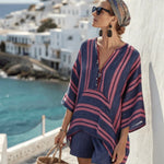 Isla Rafferty | Linen Striped V-Neck Top & Shorts Set For Women