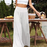 women's casual wide leg cotton and linen high waist trousers