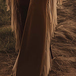 Vintage Western Brown Fringe Flared Jeans