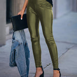 Faux Leather Skinny Elasticated Pencil Pants Leggings