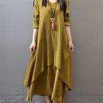 Loose Boho Cotton Maxi Kaftan Dress Layer Casual Long Tunic Dress