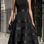 Sleeveless Tiered Midi Dress With Defined Waist