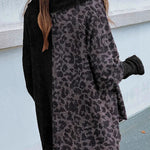 Waffle Leopard Pullover Button Pocket Shirt