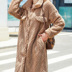 Plush Loose Single-breasted Rhombus Design Coat