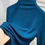 Half High Neck Long Sleeve Thread Slim-fit T-shirt