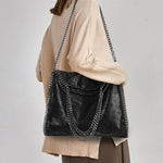 Metallic Pattern Chain Shoulder Tote Bag Funky Style