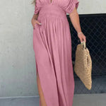 SLIT V-NECK EFFORTLESS MAXI LONG DRESS (BUY 2 FREE SHIPPING)