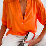 Stand Collar Half Sleeve Buttons Shirt