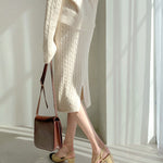 Women's Elegant Two Pieces Sweater Outfits Open Front Cardigan and Bodycon Skirt Sets
