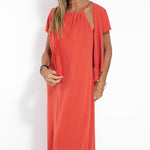 Two-piece Halterneck Tie Sleeveless Long Dress and Irregular Cardigan Set