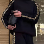 Long Sleeves Loose Printed Solid Color High Neck Sweatshirt Tops