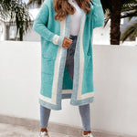 Oversized Knit Long Cardigan Hoodie Balloon Long Sleeve Pocket Jacket